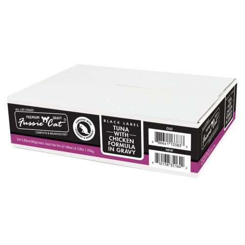 (原箱優惠)(新包裝) Fussie Cat 80g Premium Gravy Black Label ((Tuna with Chicken Formula in Gravy)) 全齡肉汁主食罐 極品吞拿魚+雞肉 80克 x 24罐 (FUG-YLC) (原箱優惠)(新包裝) Fussie Cat 80g Premium Gravy Black Label ((Tuna with Chicken Formula in Gravy)) 全齡肉汁主食罐 極品吞拿魚+雞肉 80克 x 24罐 (FUG-YLC)